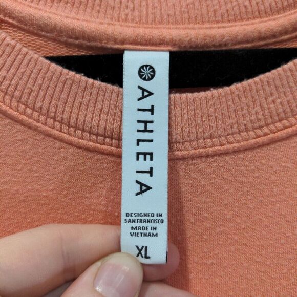 Athleta Womens Mindset Tulip Hem Pullover Sweater Size XL Peach Athleisure - Picture 5 of 11